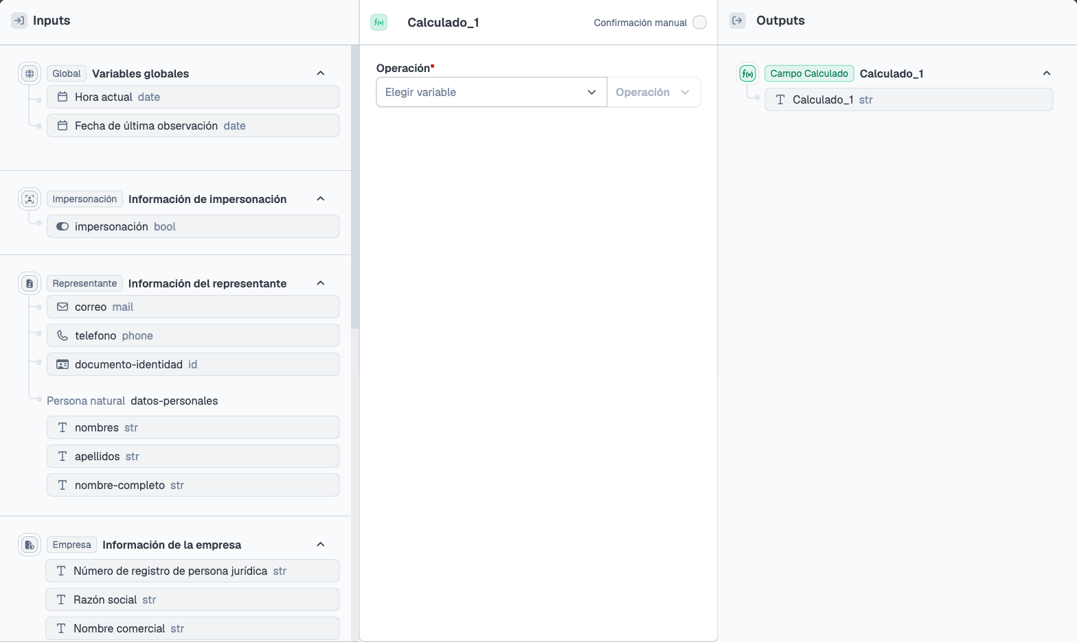 Configuración del nodo Campo calculado