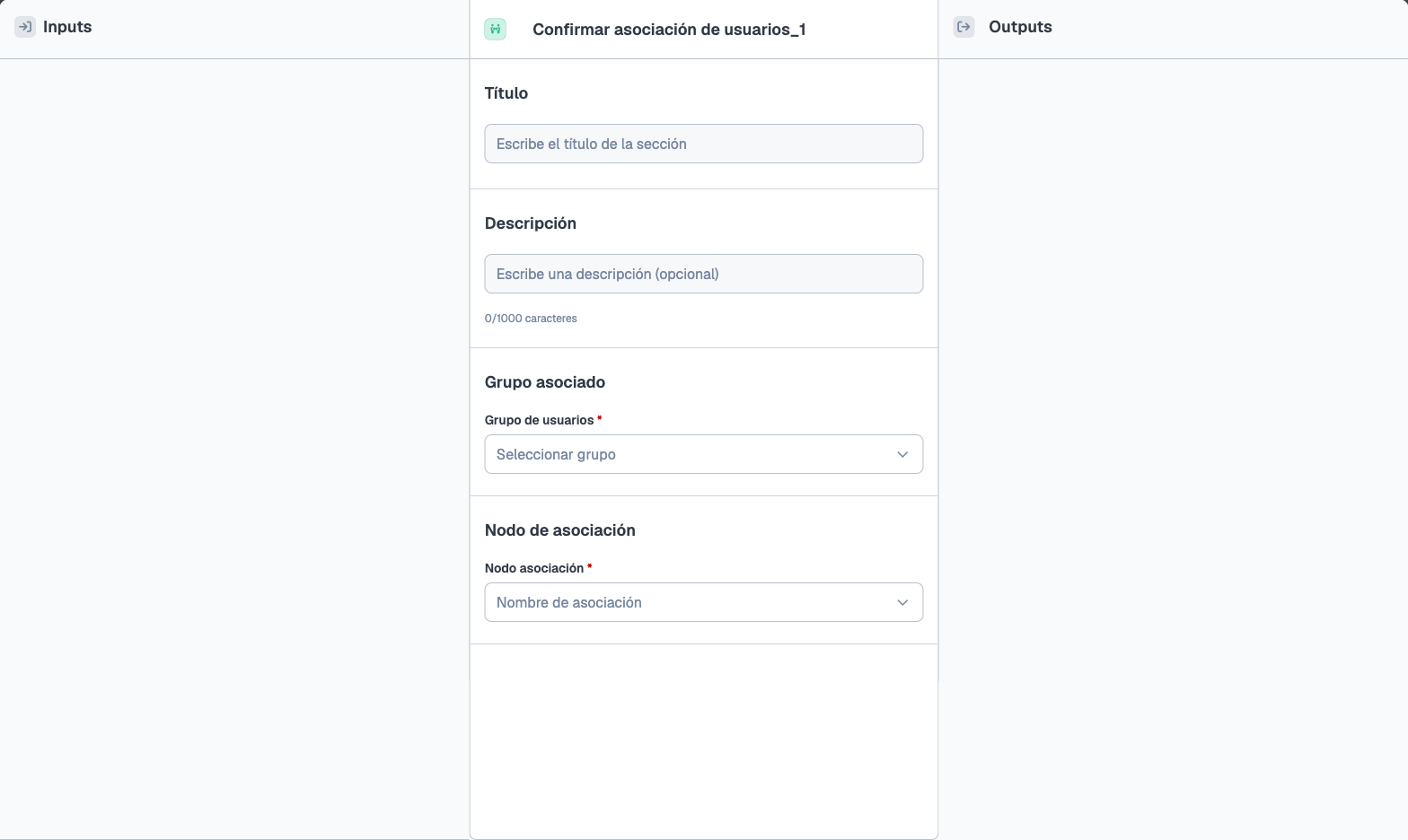 Configuración del nodo Confirmar asociación