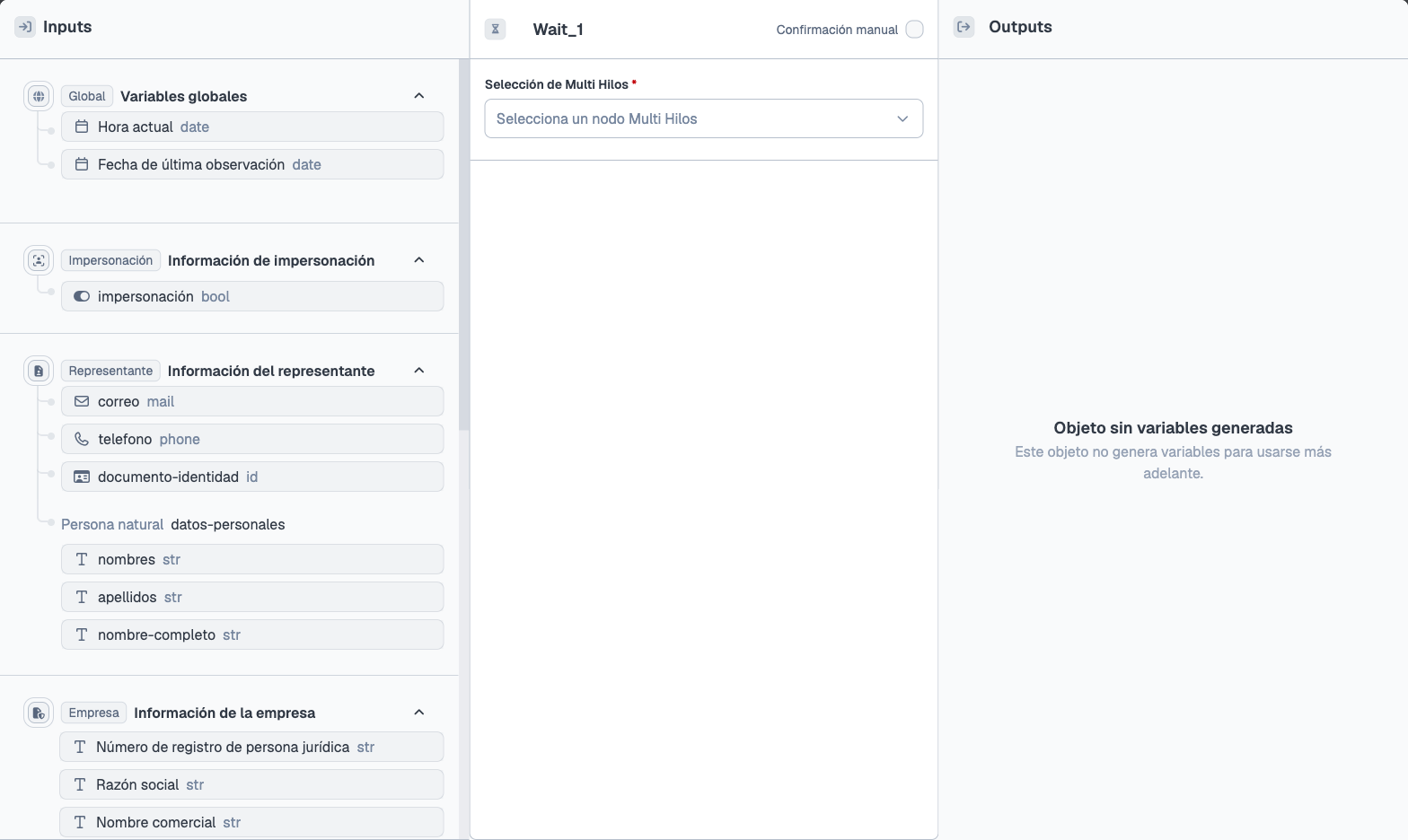 Configuración del nodo Wait