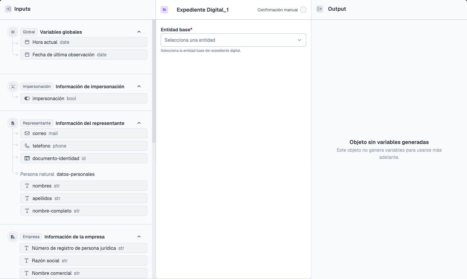 Configuración del nodo Expediente