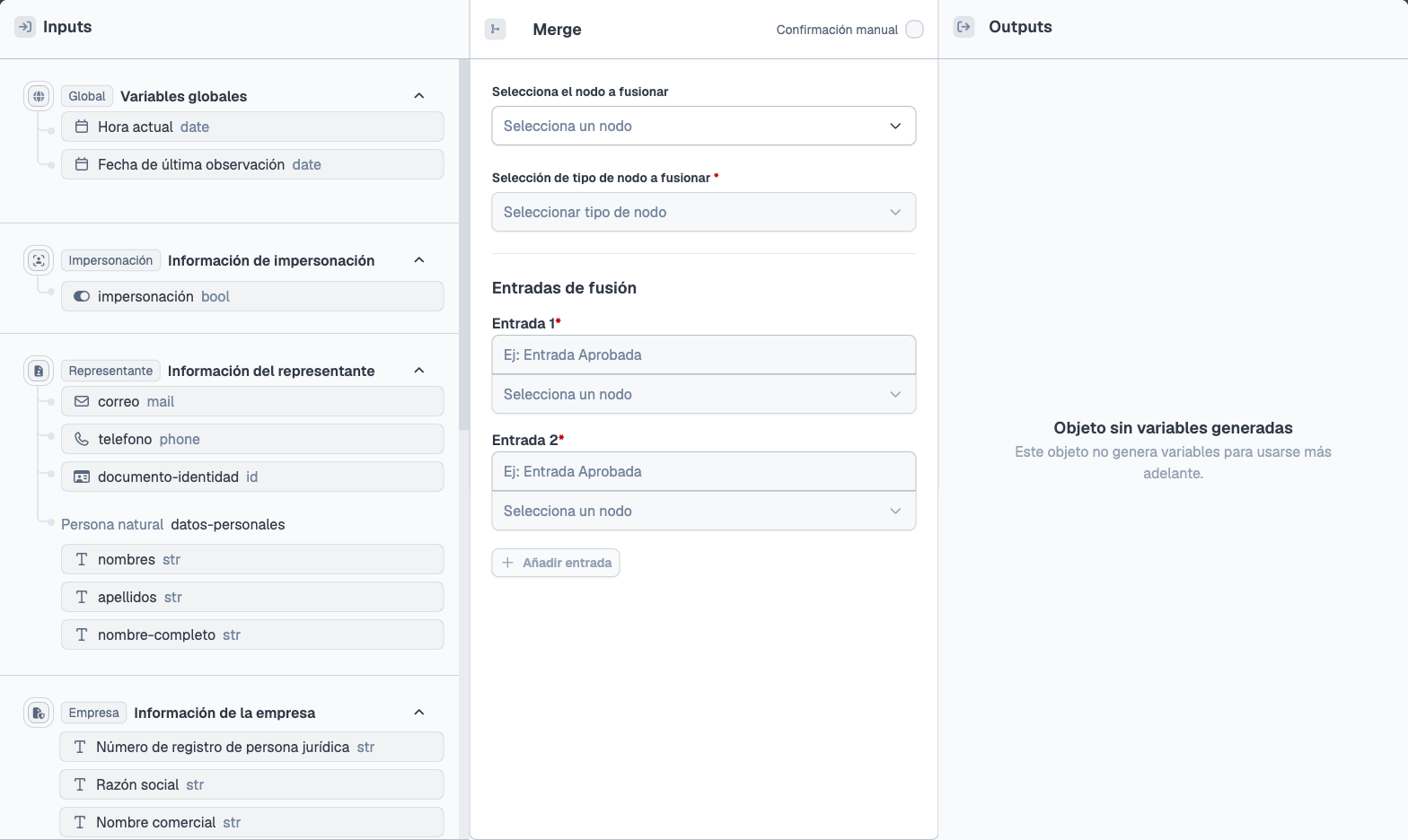 Configuración del nodo Merge