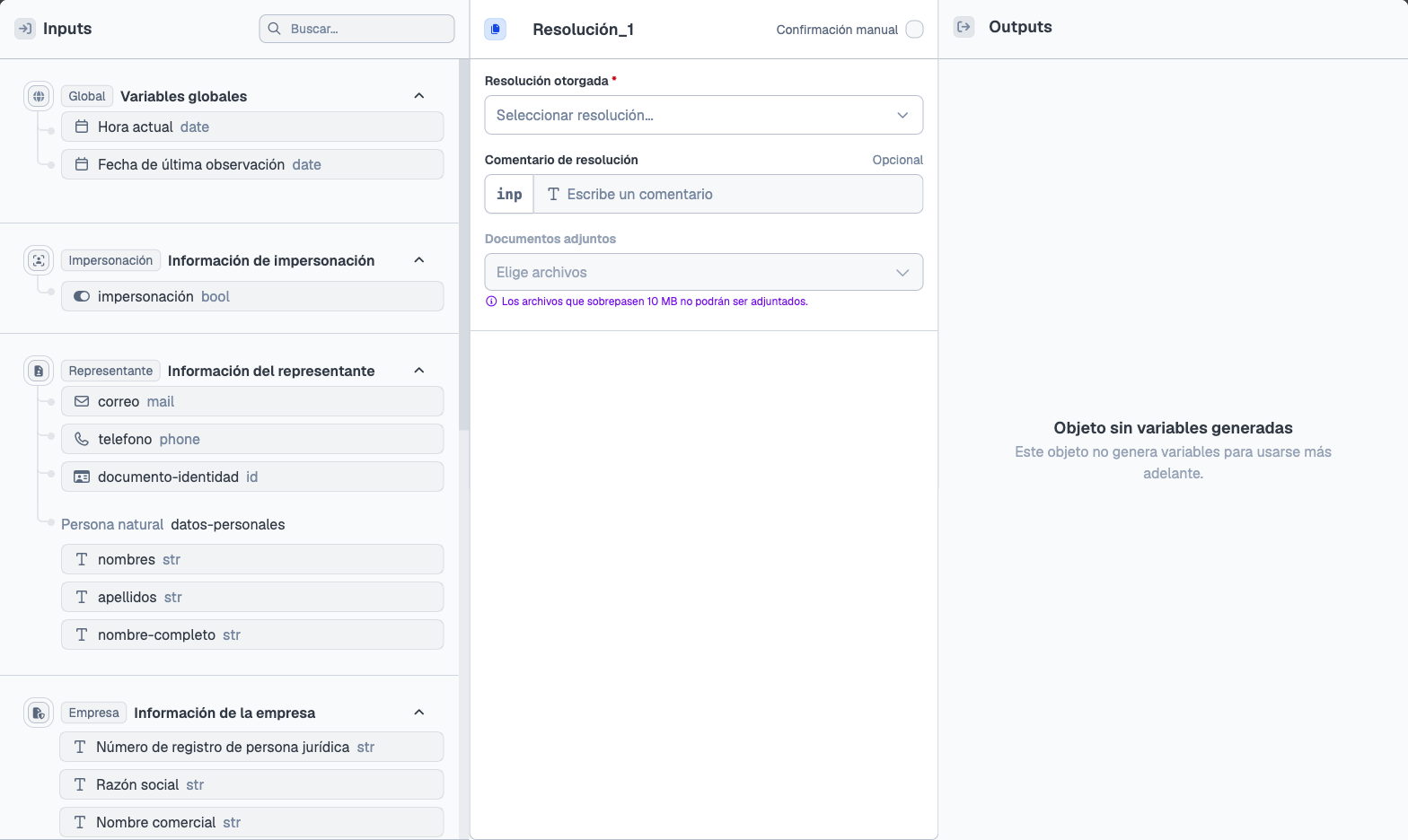 Configuración del nodo Resolución de trámites